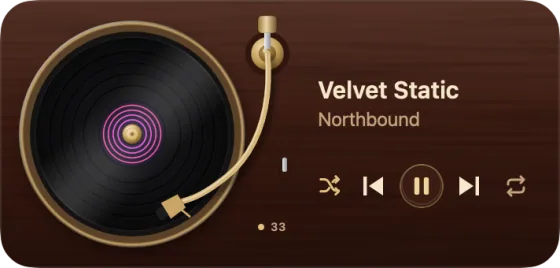 The widget as the Rosewood Noir turntable